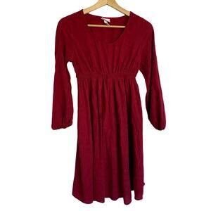 Isabel maternity red embroidered 3/4 sleeve midi length dress women's XS rayon
